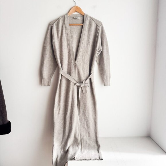 LEMAIRE wool-blend longline cardigan Light Beige Button Down S - Picture 2 of 8